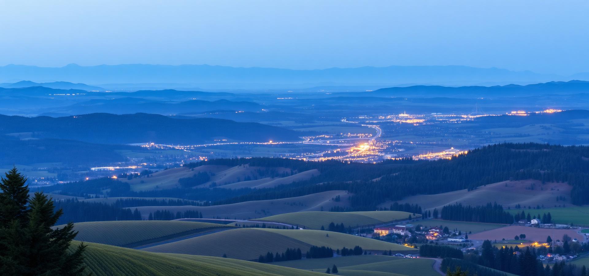 Willamette Valley Oregon landscape at dusk — service area for Willamette Smart Solutions IT consultants